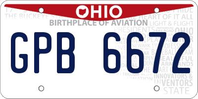 OH license plate GPB6672