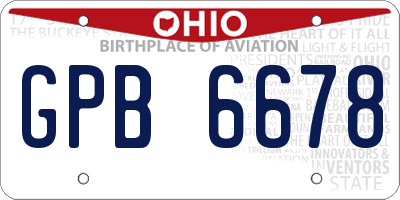 OH license plate GPB6678