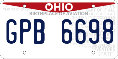 OH license plate GPB6698