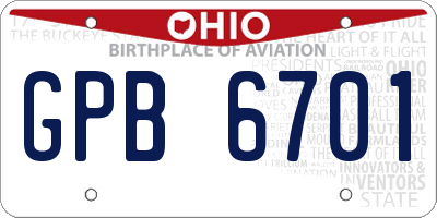 OH license plate GPB6701