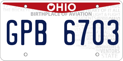 OH license plate GPB6703