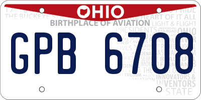 OH license plate GPB6708