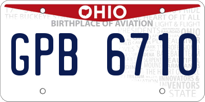 OH license plate GPB6710