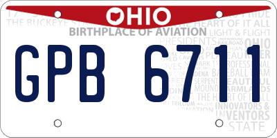 OH license plate GPB6711