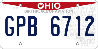 OH license plate GPB6712