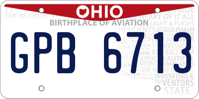 OH license plate GPB6713