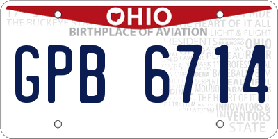 OH license plate GPB6714