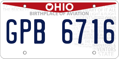 OH license plate GPB6716