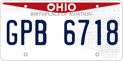 OH license plate GPB6718