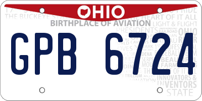 OH license plate GPB6724