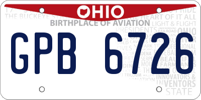 OH license plate GPB6726