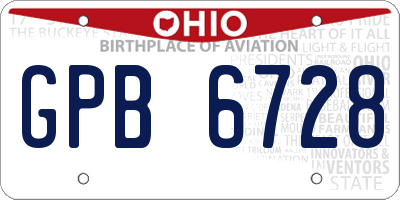 OH license plate GPB6728