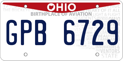 OH license plate GPB6729