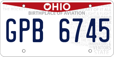 OH license plate GPB6745