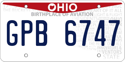 OH license plate GPB6747