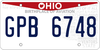 OH license plate GPB6748