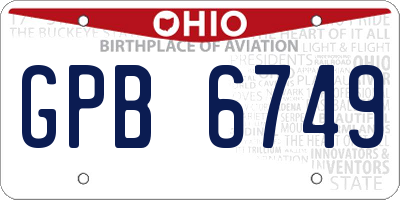 OH license plate GPB6749