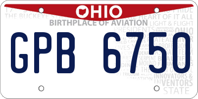 OH license plate GPB6750