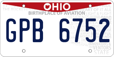 OH license plate GPB6752
