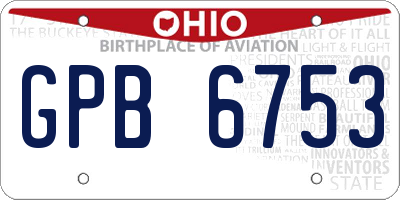 OH license plate GPB6753