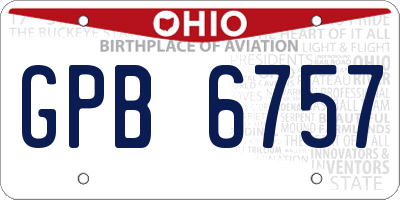 OH license plate GPB6757