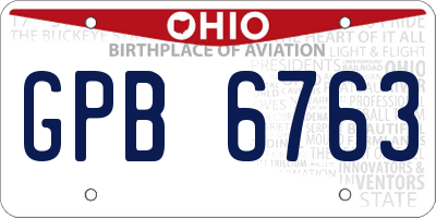 OH license plate GPB6763