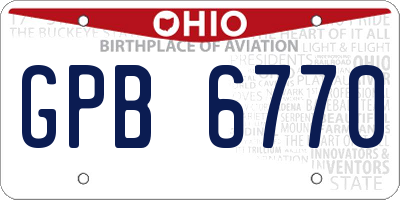 OH license plate GPB6770