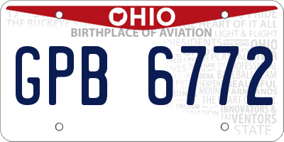 OH license plate GPB6772