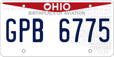 OH license plate GPB6775