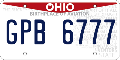 OH license plate GPB6777