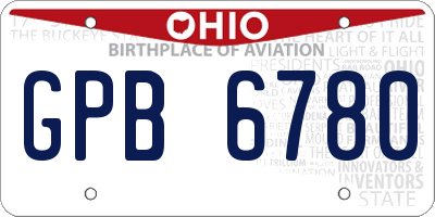 OH license plate GPB6780