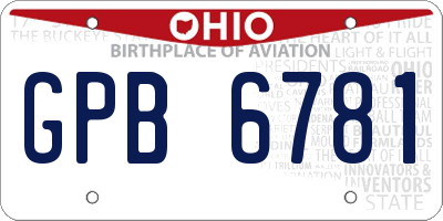 OH license plate GPB6781