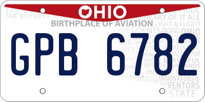 OH license plate GPB6782