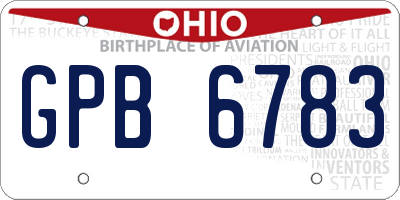 OH license plate GPB6783