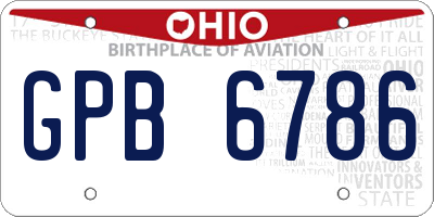 OH license plate GPB6786