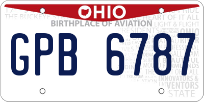 OH license plate GPB6787