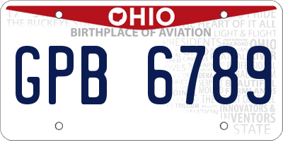 OH license plate GPB6789