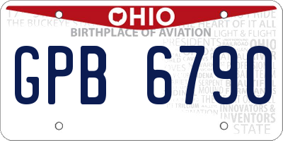 OH license plate GPB6790