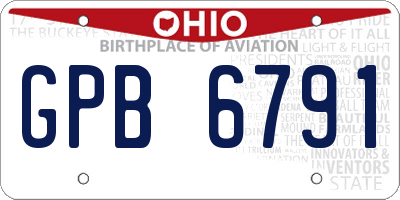 OH license plate GPB6791