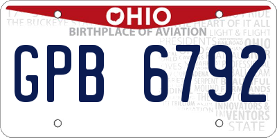 OH license plate GPB6792
