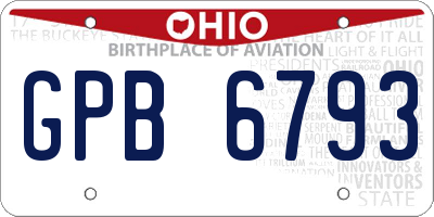 OH license plate GPB6793
