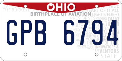 OH license plate GPB6794