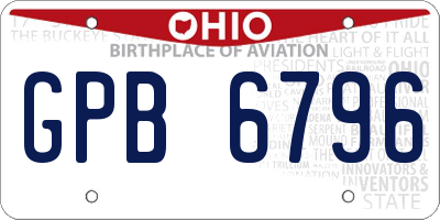 OH license plate GPB6796