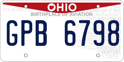 OH license plate GPB6798
