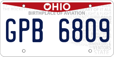 OH license plate GPB6809