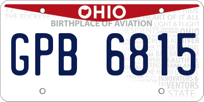 OH license plate GPB6815