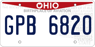 OH license plate GPB6820