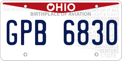 OH license plate GPB6830