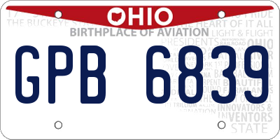 OH license plate GPB6839