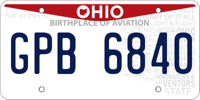 OH license plate GPB6840